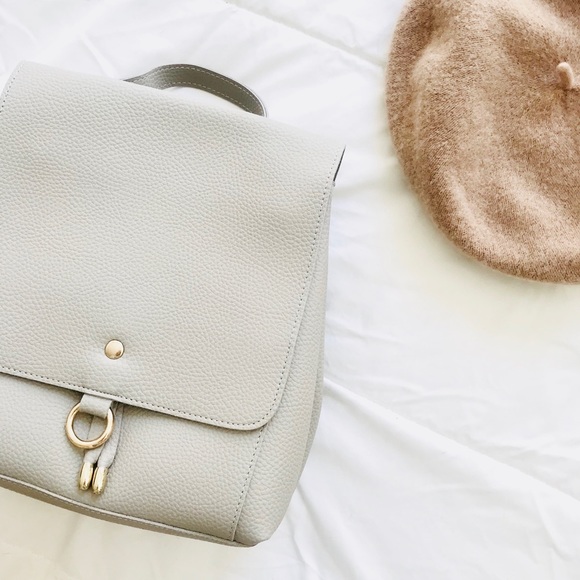 Minimal Vegan Leather Shoulder Backpack - Picture 3 of 8